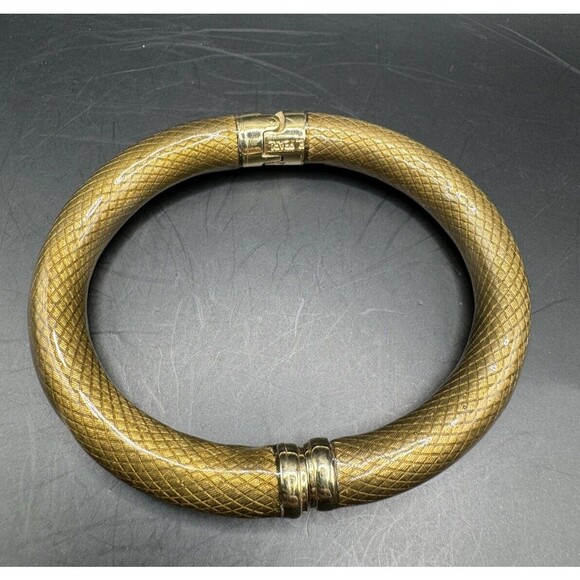 Erwin Pearl Snakeskin Bangle Bracelet Gold Signed 22kt Yellow Gold Plated - Picture 4 of 7